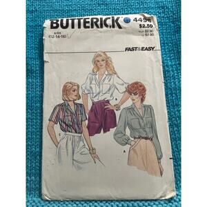 Butterick Sewing pattern 4496 blouse puff sleeves 1980s size 12 14 16
